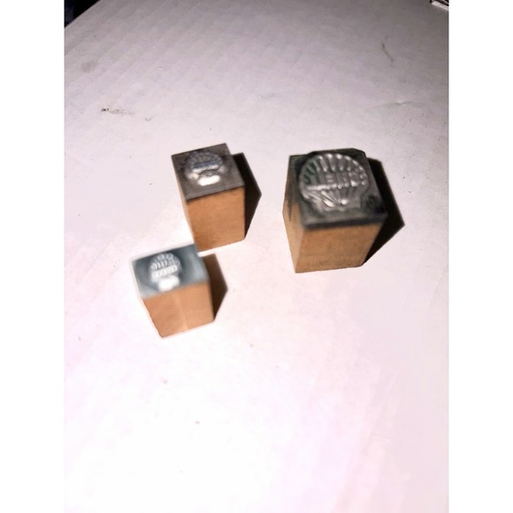 Vintage Letterpress Printers Block Advertising Stamps - 3 Shell Oil Co. Gasoline
